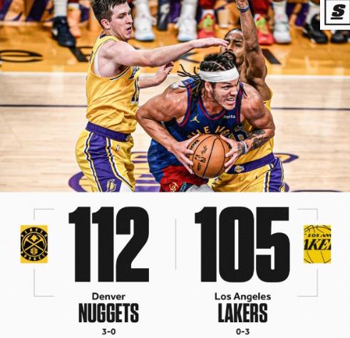NBA直播战报:掘金112-105湖人,戈登狂砍29分15板,湖人连输三局 NBA直播战报:掘金112-105湖人,戈登狂砍29分15板,湖人连输三局